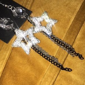 love, Savvy Rhinestone Stars Chained Earrings